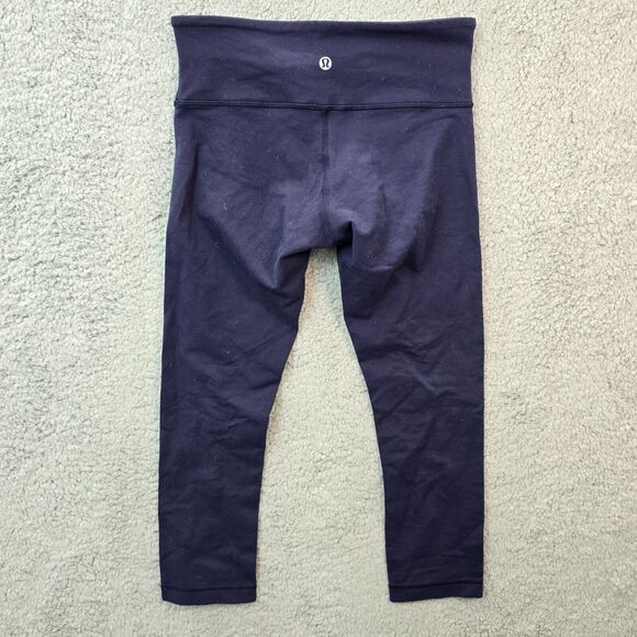 Lululemon Women's Blue Cropped Leggings Pockets Size 4 - Picture 2 of 9